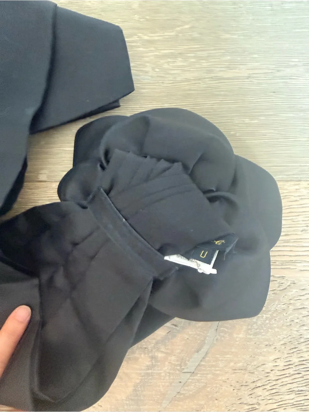 Luisa Spagnoli Black Satin Shawl with Rose Accent